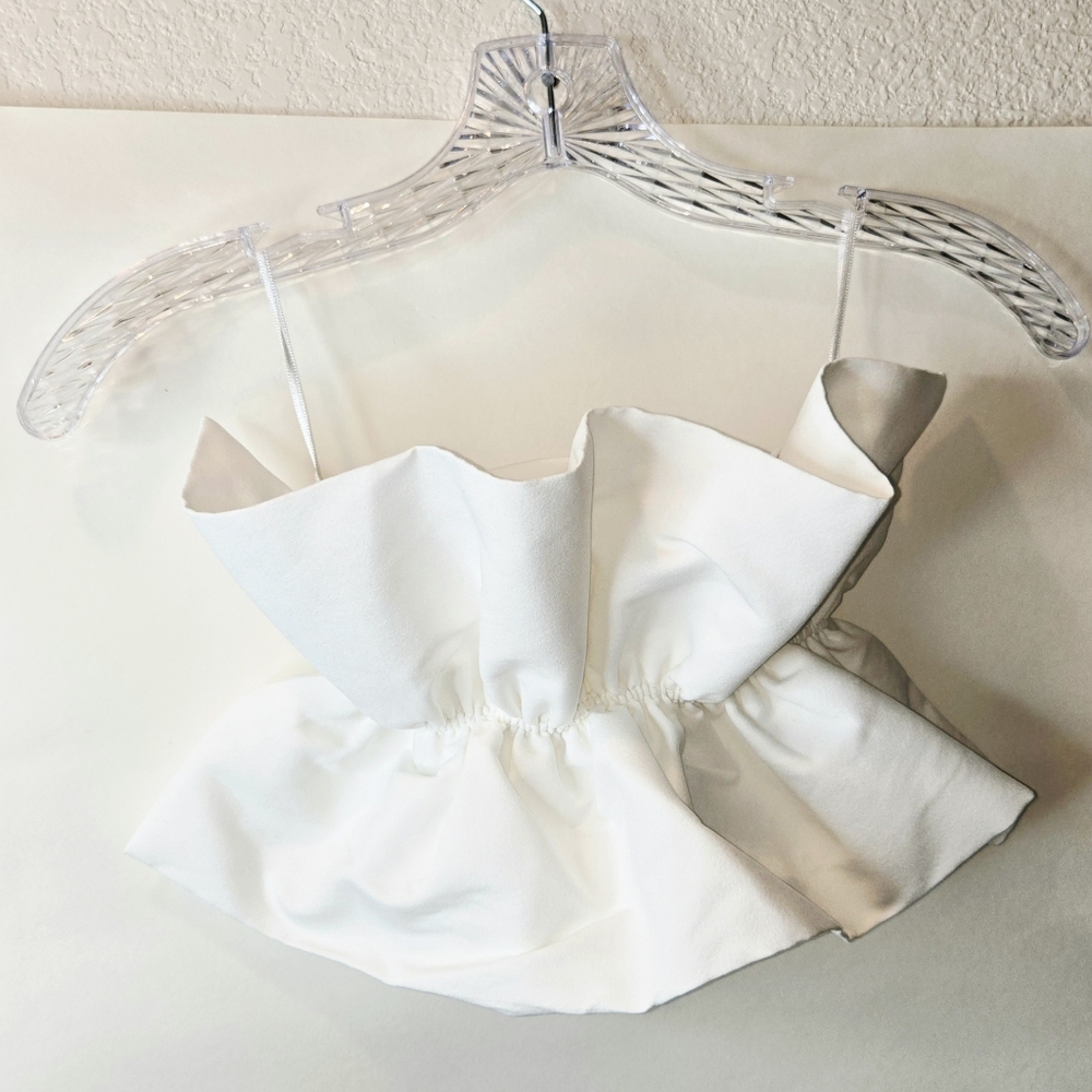 Zara White Ruffle Peplum Crop Bandeau Top